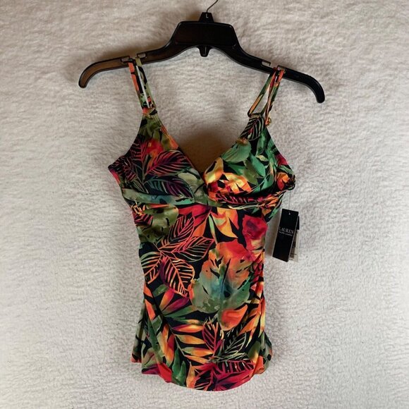 Ralph Lauren Women's Double-Strap Twist Tankini Underwire Swim Top Sz 4 NWT 9391 - Picture 1 of 9